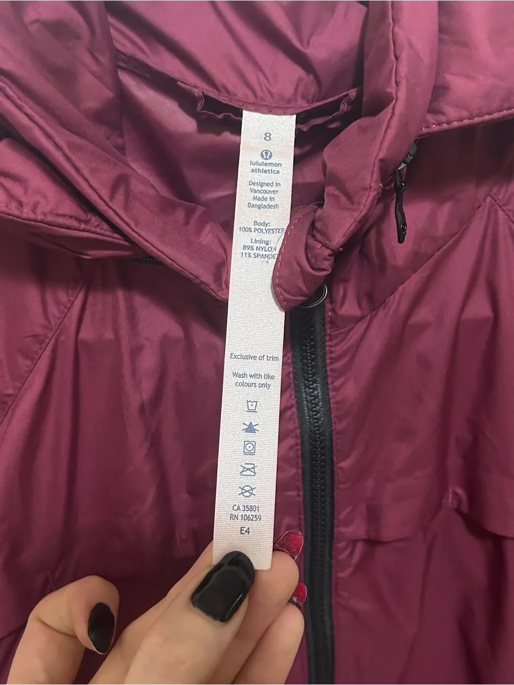Lululemon Lightweight Hooded Running Jacket Plum Purple Size 8